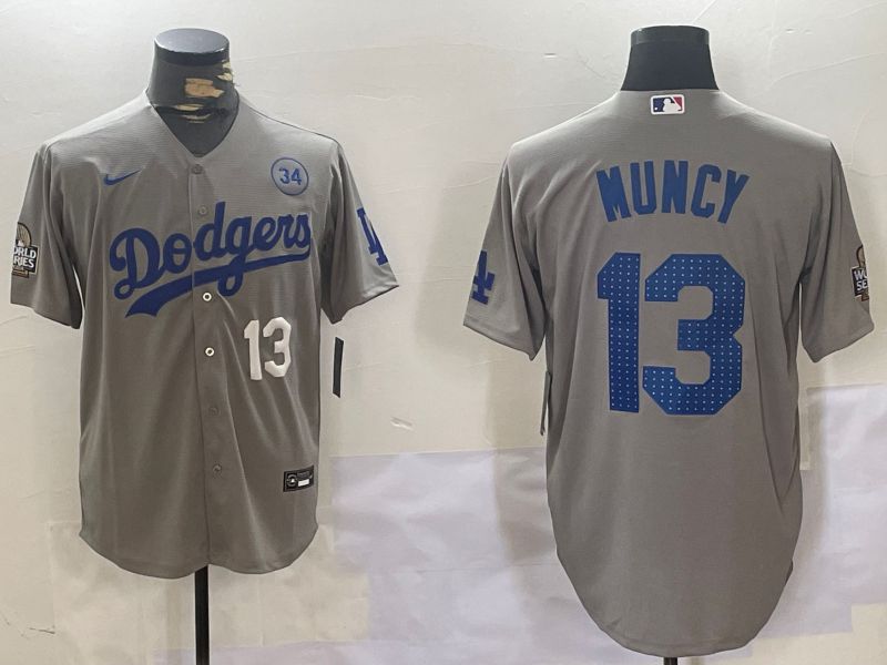 Men Los Angeles Dodgers #13 Muncy Grey Game 2024 Nike MLB Jersey style 11201